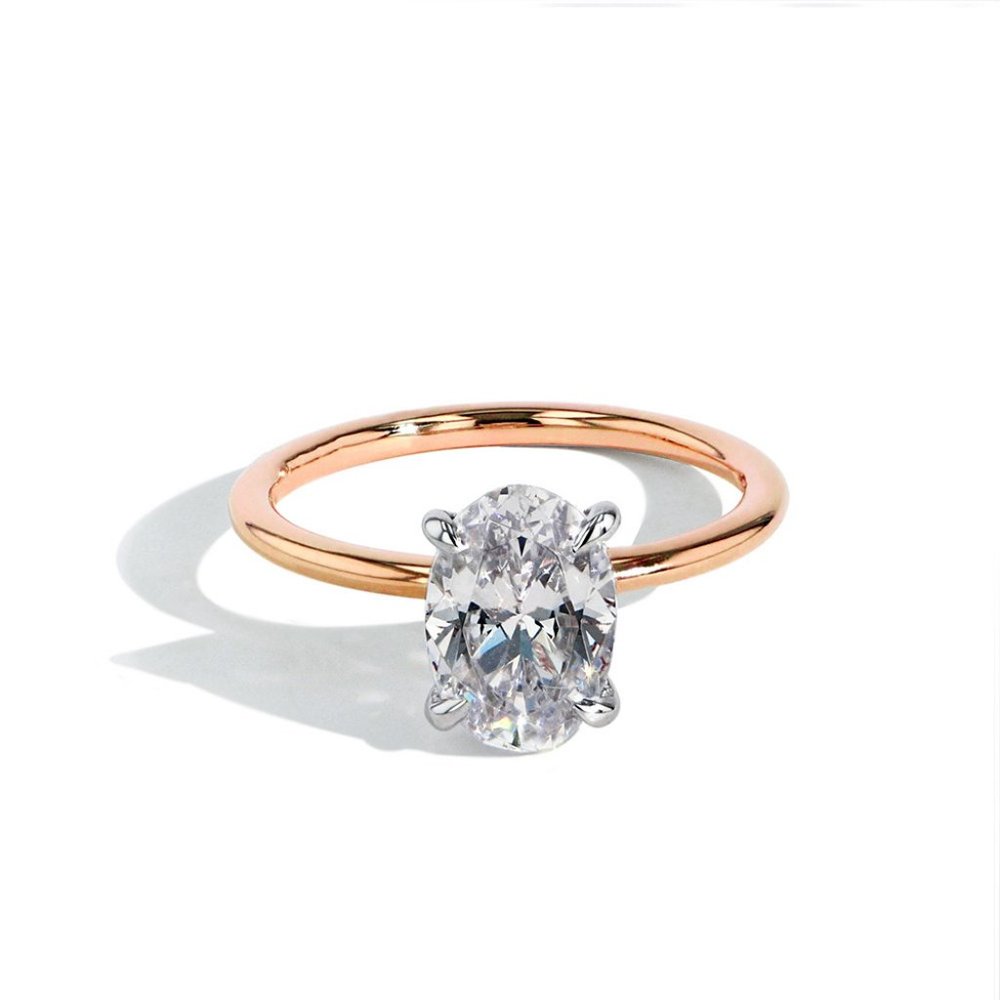 1Ct - 7x5 mm Oval Moissanite Ring 14k Gold